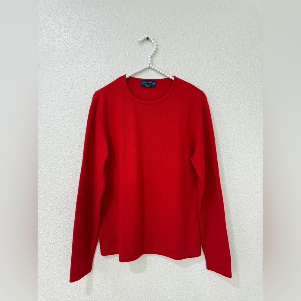 Charter Club Women's Cashmere Red Crewneck Pullover Sweater Size Medium
